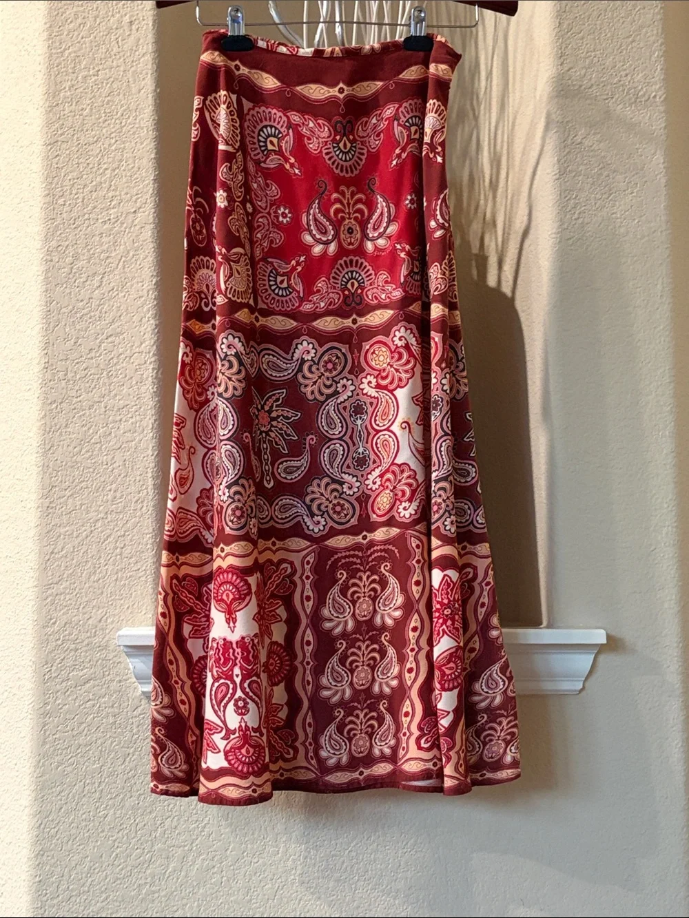 Farm Rio Red Paisley Bohemian Maxi Skirt Size S - Picture 2 of 7